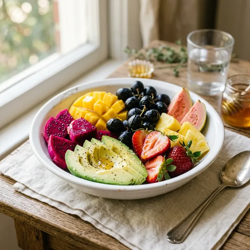 Royal Avocado & Berry Fusion, a premium exotic fruit bowl delivered fresh in Omalur & Salem by Bowlmingo