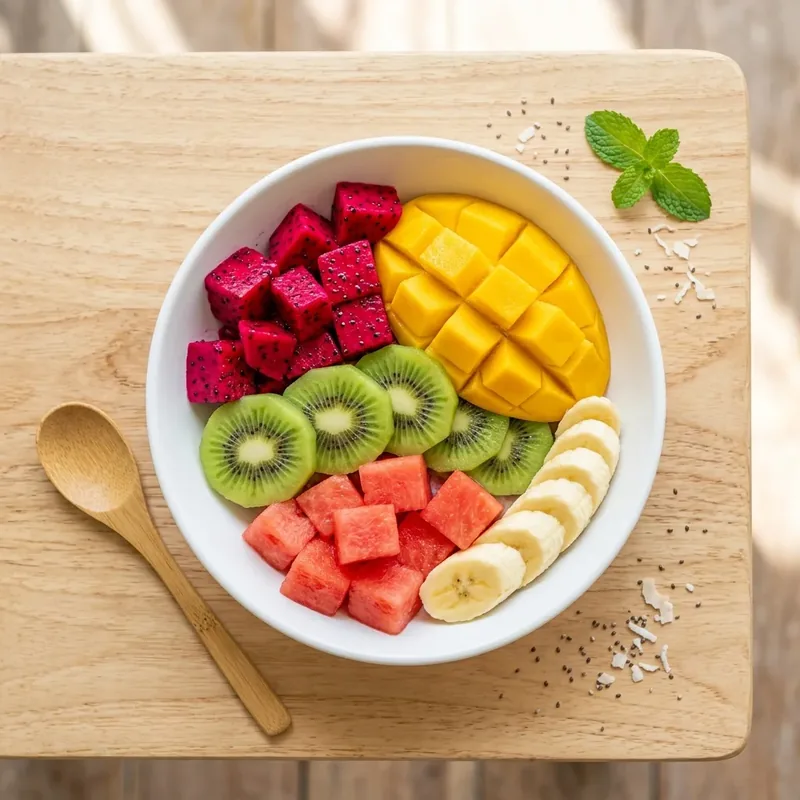 Dragonfruit Sunshine Deluxe, a premium exotic fruit bowl delivered fresh in Omalur & Salem by Bowlmingo